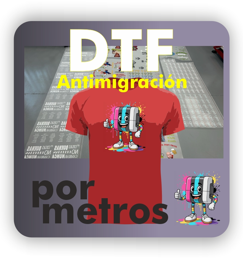Portada de transfer dtf antimigración por metros